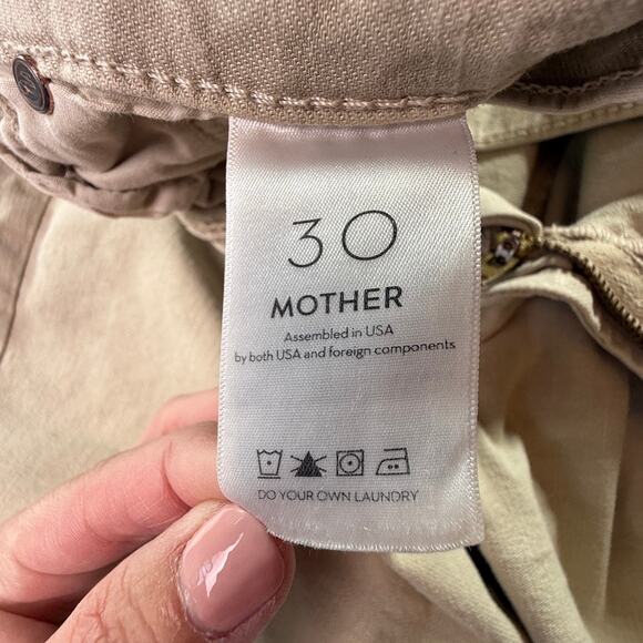 Mother The Insider Ankle Fray Jeans Chalk It Up Tan Crop Raw Hem Size 30 - Picture 12 of 16